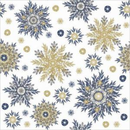 Image sur TABLEWARE - SNOWFLAKES BLUE AND GOLD LUNCHEON NAPKINS