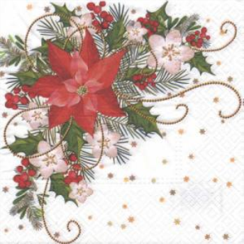 Picture of TABLEWARE - RED POINSETTIA LUNCHEON NAPKINS