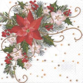 Image de TABLEWARE - RED POINSETTIA LUNCHEON NAPKINS