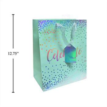 Picture of TURQUOISE CELEBRATE GIFT BAG - LARGE - HOLOGRAPHIC