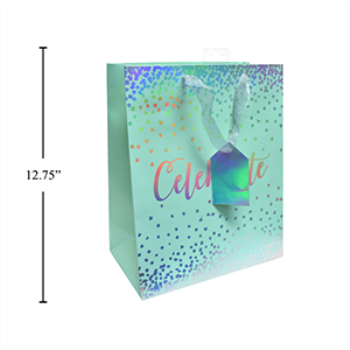 Image de TURQUOISE CELEBRATE GIFT BAG - LARGE - HOLOGRAPHIC