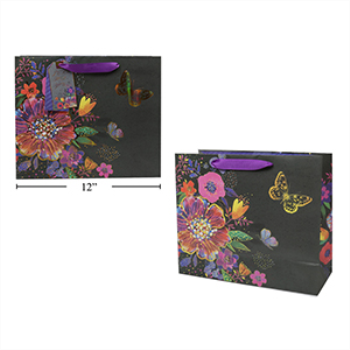 Picture of BLACK FLORAL GIFT BAG - LARGE