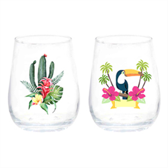 Picture of TABLEWARE - LUAU THEME STEMLESS WINE GLASS -  2 STYLES