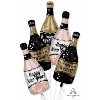 Image de 18" - 34" HAPPY NEW YEAR BUBBLY BOTTLES MYLAR BOUQUET