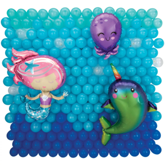 Image sur MERMAID LATEX AND FOIL BALLOON BACK DROP KIT - AIR FILLED