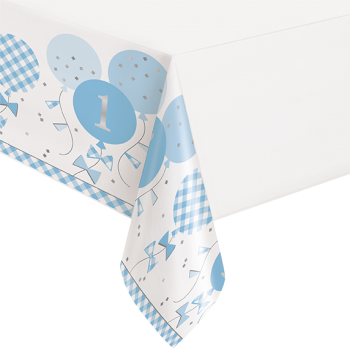 Image de TABLEWARE - 1st BIRTHDAY BLUE GINGHAM - TABLE COVER