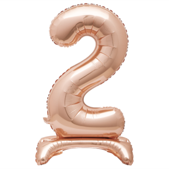 Image sur 30" STANDING NUMBER BALLOON - 2 ROSE GOLD ( AIR FILLED )