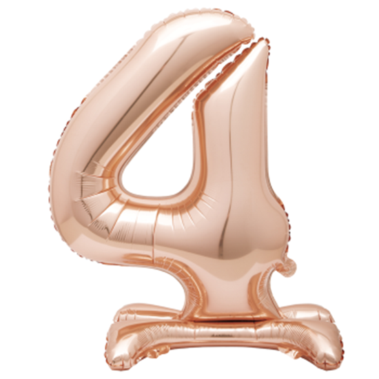 Image sur 30" STANDING NUMBER BALLOON - 4 ROSE GOLD ( AIR FILLED )