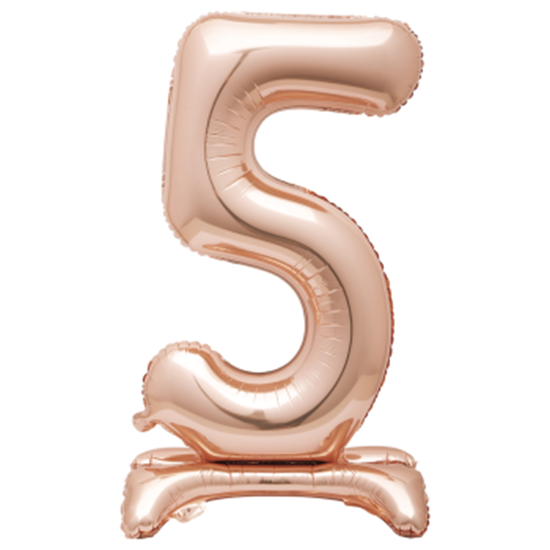 Image sur 30" STANDING NUMBER BALLOON - 5 ROSE GOLD ( AIR FILLED )