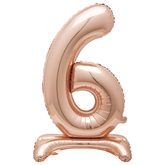 Image sur 30" STANDING NUMBER BALLOON - 6 ROSE GOLD ( AIR FILLED )
