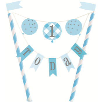 Image de DECOR - 1st BIRTHDAY BLUE GINGHAM - CAKE TOPPER