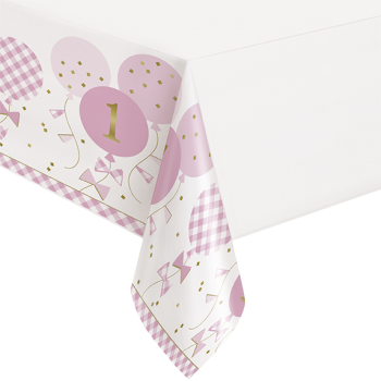 Image de TABLEWARE - 1st BIRTHDAY PINK GINGHAM - TABLE COVER