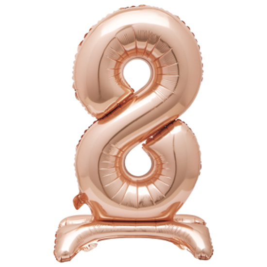 Image sur 30" STANDING NUMBER BALLOON - 8 ROSE GOLD ( AIR FILLED )