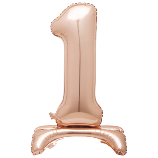 Image sur 30" STANDING NUMBER BALLOON - 1 ROSE GOLD ( AIR FILLED )