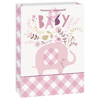 Picture of PINK FLORAL ELEPHANT GIFT BAG - JUMBO