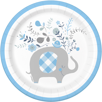 Image de BLUE FLORAL ELEPHANT 7" PLATES