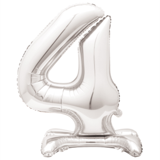 Image sur 30" STANDING NUMBER BALLOON - 4 SILVER ( AIR FILLED )
