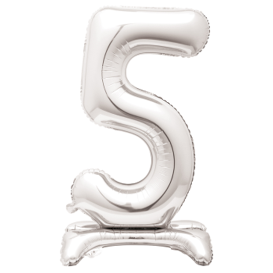 Picture of 30" STANDING NUMBER BALLOON - 5 SILVER ( AIR FILLED )