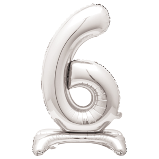 Image sur 30" STANDING NUMBER BALLOON - 6 SILVER ( AIR FILLED )
