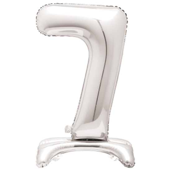 Image sur 30" STANDING NUMBER BALLOON - 7 SILVER ( AIR FILLED )
