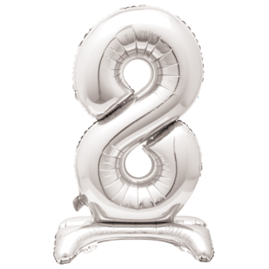 Picture of 30" STANDING NUMBER BALLOON - 8 SILVER ( AIR FILLED )