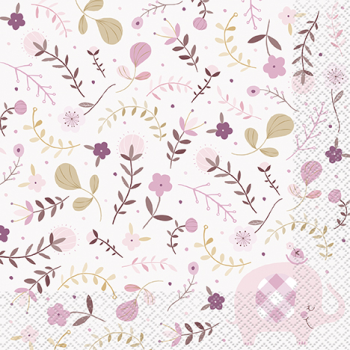 Image de PINK FLORAL ELEPHANT LUNCHEON NAPKINS