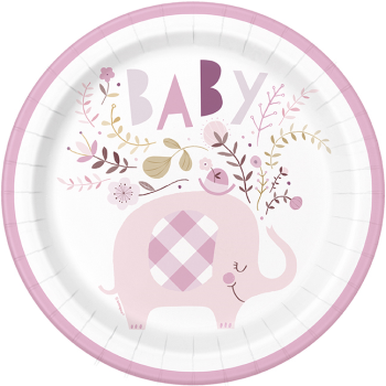 Image de PINK FLORAL ELEPHANT 9" PLATES