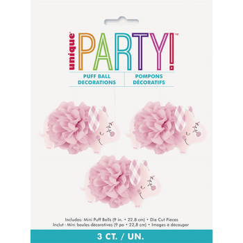 Picture of PINK FLORAL ELEPHANT HANGING PUFFY DECORATION