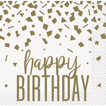 Picture of TABLEWARE - CONFETTI GOLD BIRTHDAY BEVERAGE NAPKINS