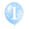 Image sur 12" BALLOONS 1st BIRTHDAY BLUE GINGHAM 