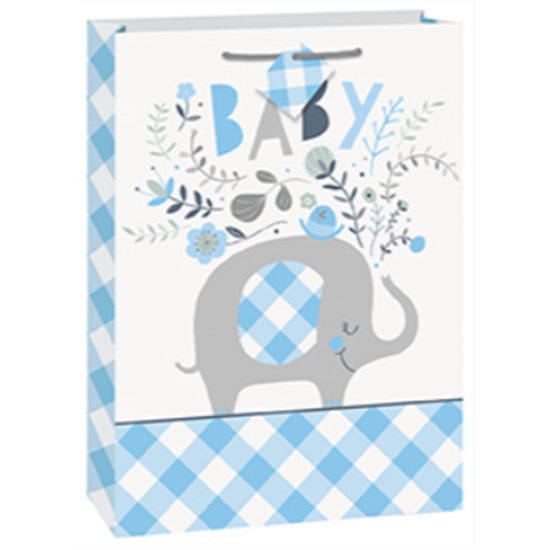 Picture of BLUE FLORAL ELEPHANT GIFT BAG - JUMBO