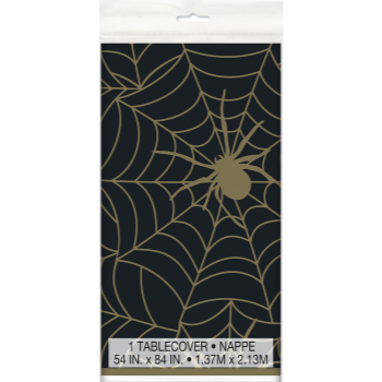 Picture of TABLEWARE - SPIDER WEB BLACK AND GOLD TABLE COVER