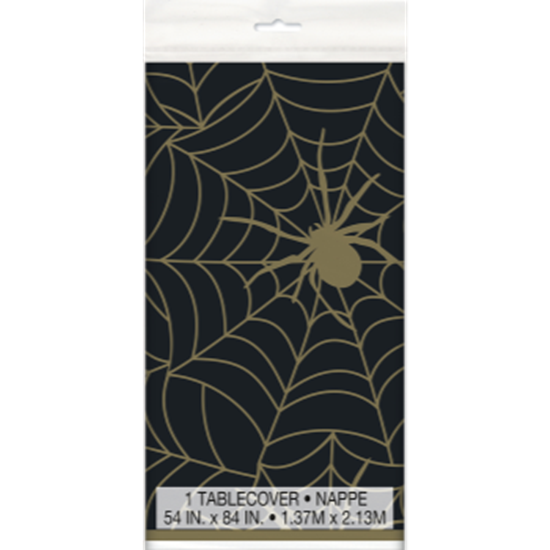 Picture of TABLEWARE - SPIDER WEB BLACK AND GOLD TABLE COVER