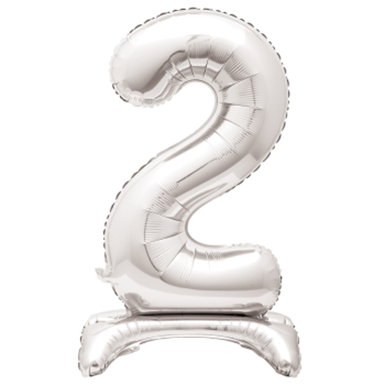 Image sur 30" STANDING NUMBER BALLOON - 2 SILVER ( AIR FILLED )
