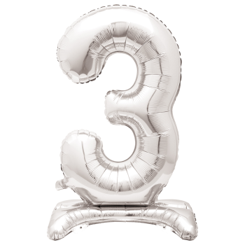 Image de 30" STANDING NUMBER BALLOON - 3 SILVER ( AIR FILLED )
