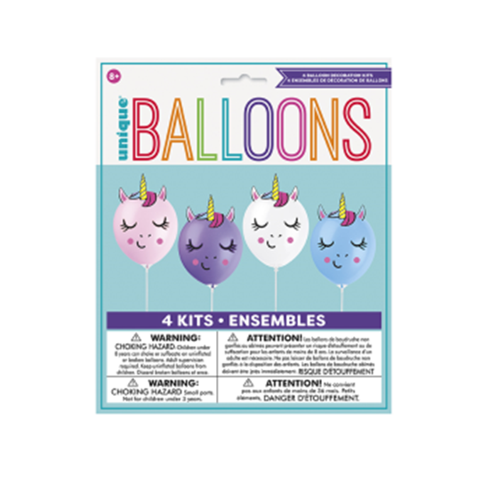 Image sur 12" MAKE YOUR OWN UNICORN BALLOON KIT 4/PKG