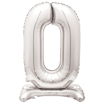 Image de 30" STANDING NUMBER BALLOON - 0 SILVER ( AIR FILLED )