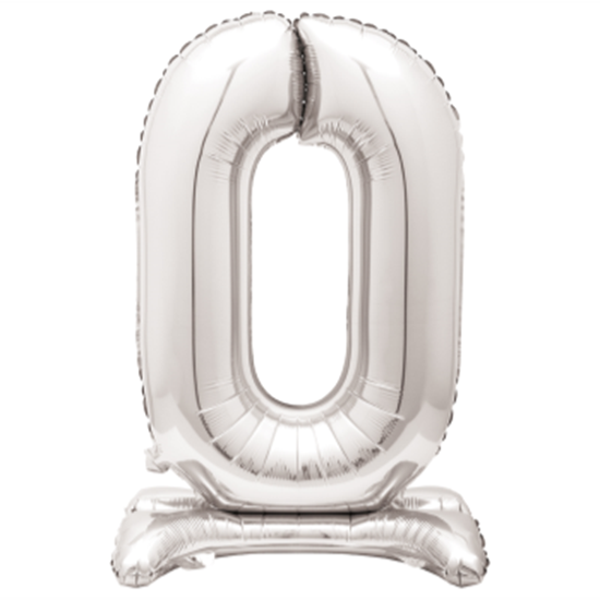 Picture of 30" STANDING NUMBER BALLOON - 0 SILVER ( AIR FILLED )