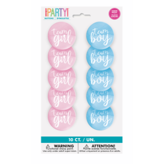 Image sur GENDER REVEAL - TEAM BOY OR GIRL BUTTONS