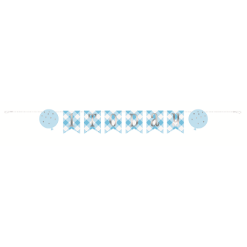 Image de DECOR - 1st BIRTHDAY BLUE GINGHAM - PENNANT BANNER 6'