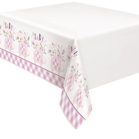 Image sur PINK FLORAL ELEPHANT TABLE COVER