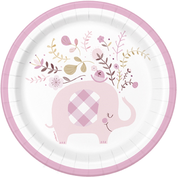 Picture of PINK FLORAL ELEPHANT 7" PLATES