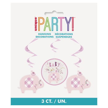 Image de PINK FLORAL ELEPHANT HANGING SWIRLS DECORATION