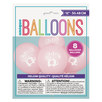 Image de 12" LATEX BALLOONS - PINK FLORAL ELEPHANT 