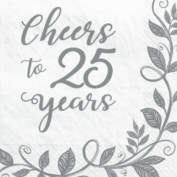 Image de TABLEWARE - HAPPY 25th ANNIVERSARY BEVERAGE NAPKINS