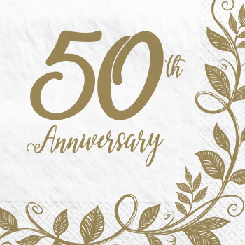 Image de TABLEWARE - HAPPY 50th ANNIVERSARY LUNCHEON NAPKINS