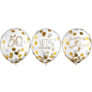 Image de 50th LATEX CONFETTI BALLOON - GOLDEN AGE BIRTHDAY