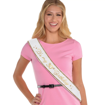 Image de 30th GOLDEN AGE BIRTHDAY FABRIC SASH