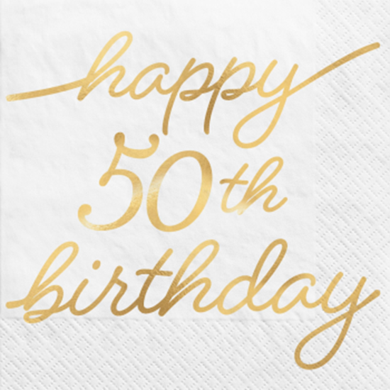 Image sur 50th GOLDEN AGE BIRTHDAY - BEVERAGE NAPKINS