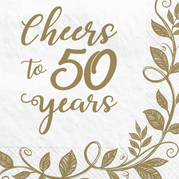 Image de TABLEWARE - HAPPY 50th ANNIVERSARY BEVERAGE NAPKINS